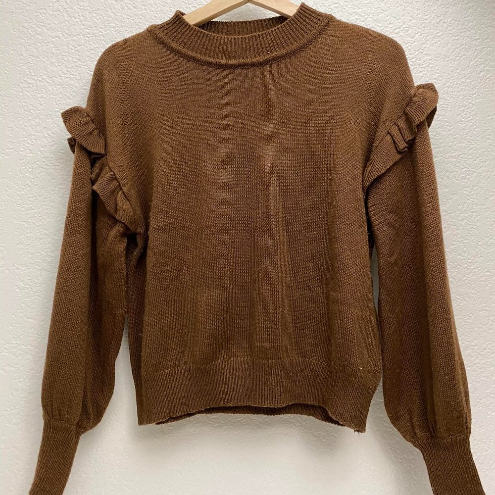 Camel Sweater with embellished Ruffles
